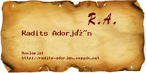 Radits Adorján névjegykártya